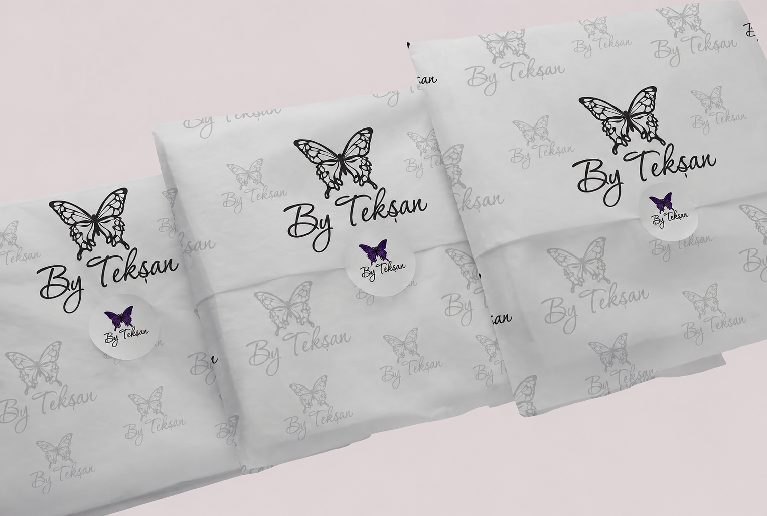 By Teksan kelebek desenli baskılı pelur paketleri